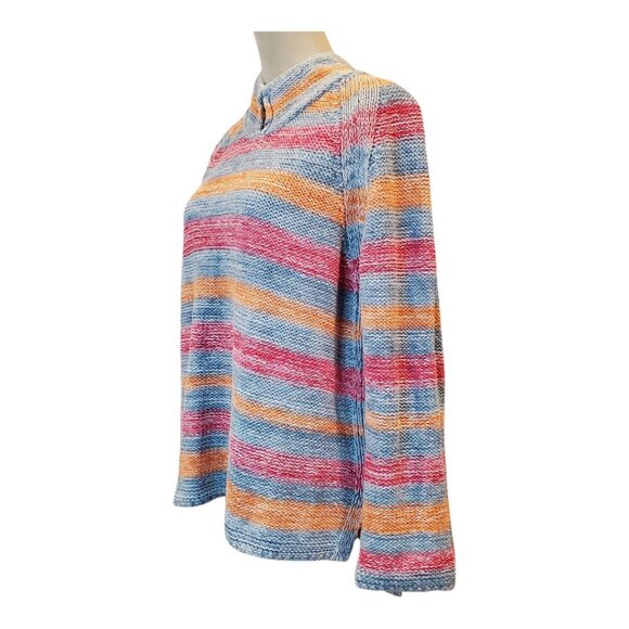 J. Jill SZ XL Women's Cotton/Linen Blend Colorful Striped Knit Sweater - Picture 3 of 11